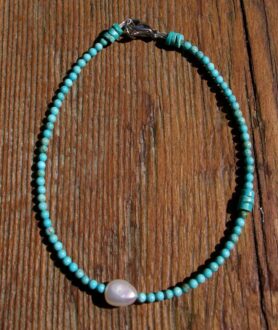 turquoise and pearl anklet