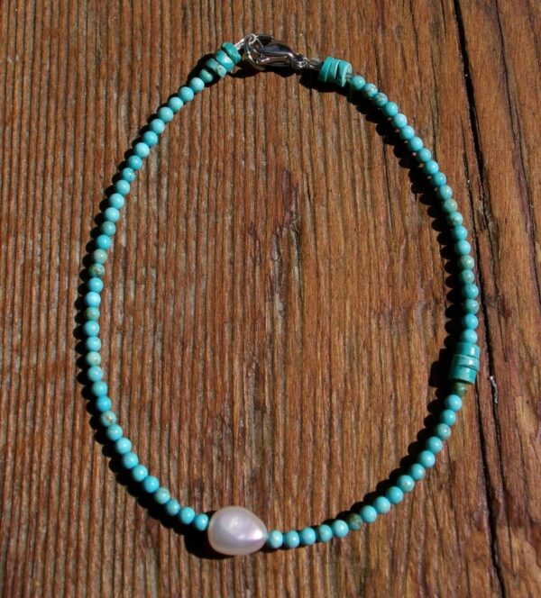 turquoise and pearl anklet