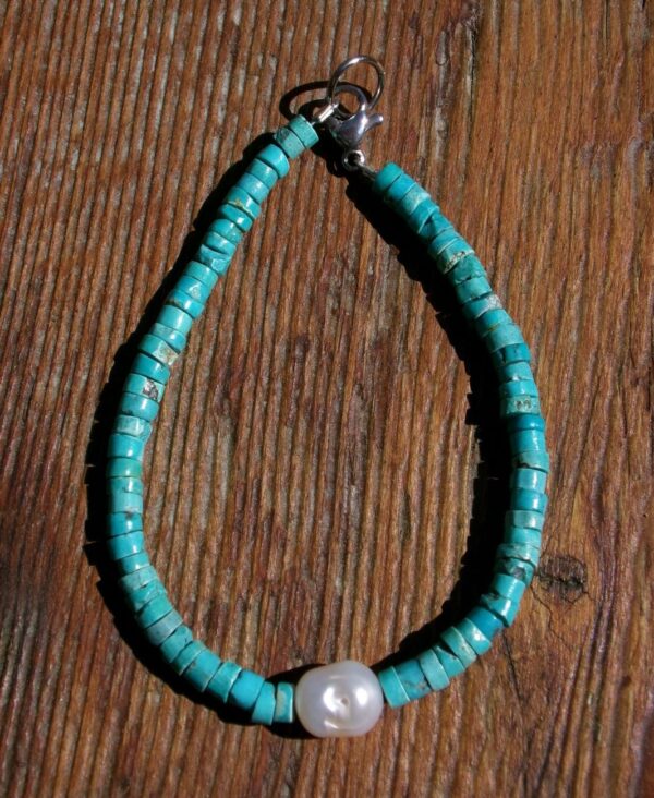 turquoise and freshwater pearl bracelet